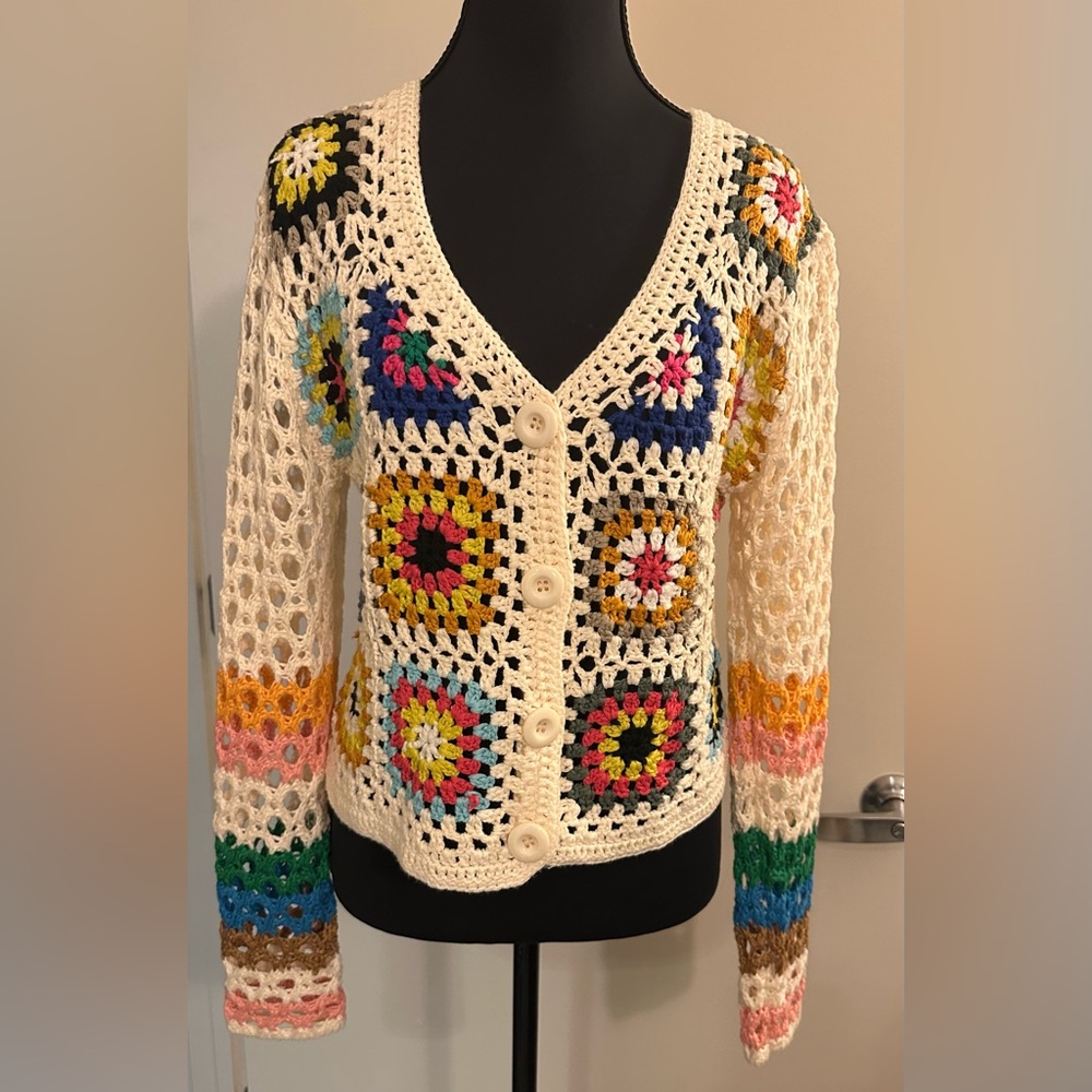 Cute Granny Square Crochet Cardigan. Best for XS-M